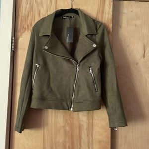 NWT Motorcycle Moto jacket army green